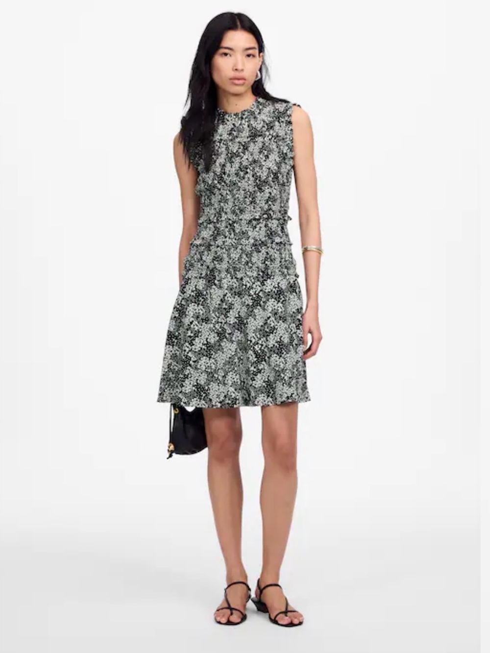 NWOT Madewell Smocked Crewneck Mini Dress in Floral